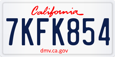 CA license plate 7KFK854