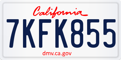 CA license plate 7KFK855