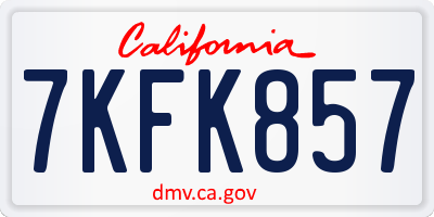 CA license plate 7KFK857