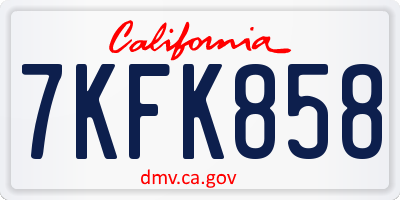 CA license plate 7KFK858