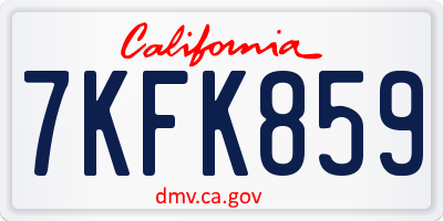 CA license plate 7KFK859