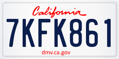 CA license plate 7KFK861