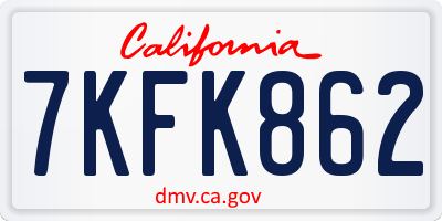 CA license plate 7KFK862