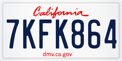 CA license plate 7KFK864