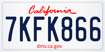 CA license plate 7KFK866