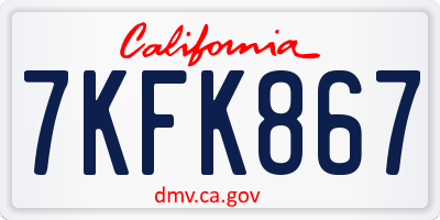 CA license plate 7KFK867