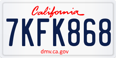 CA license plate 7KFK868