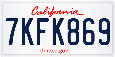 CA license plate 7KFK869