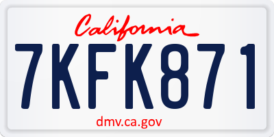 CA license plate 7KFK871