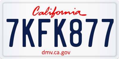 CA license plate 7KFK877