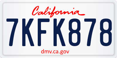 CA license plate 7KFK878