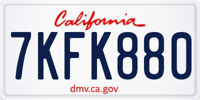 CA license plate 7KFK880