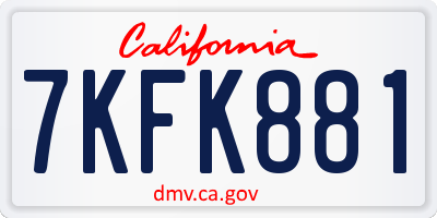 CA license plate 7KFK881