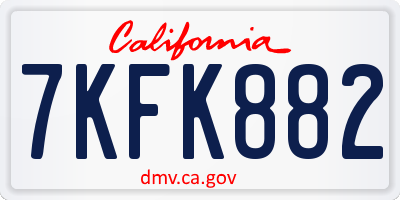 CA license plate 7KFK882