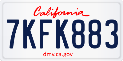 CA license plate 7KFK883