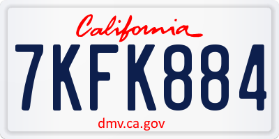 CA license plate 7KFK884
