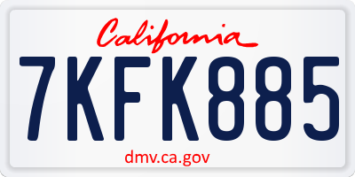 CA license plate 7KFK885
