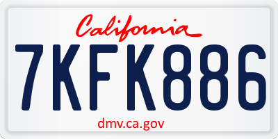 CA license plate 7KFK886