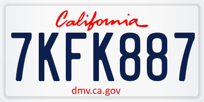 CA license plate 7KFK887