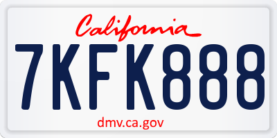 CA license plate 7KFK888