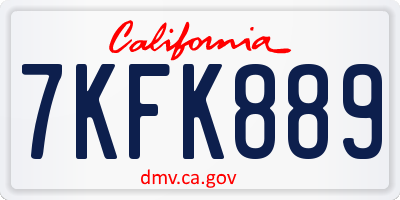 CA license plate 7KFK889