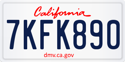 CA license plate 7KFK890