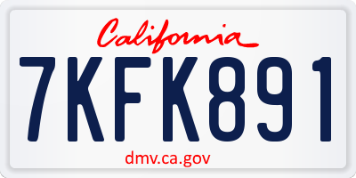 CA license plate 7KFK891