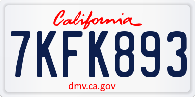 CA license plate 7KFK893