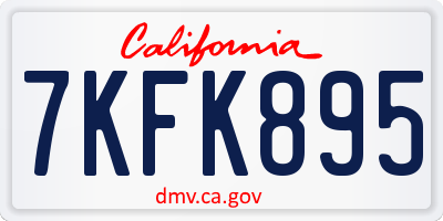 CA license plate 7KFK895