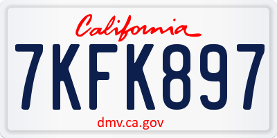 CA license plate 7KFK897