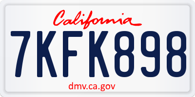 CA license plate 7KFK898