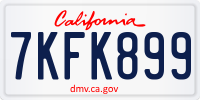 CA license plate 7KFK899
