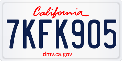 CA license plate 7KFK905