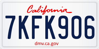 CA license plate 7KFK906