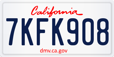 CA license plate 7KFK908