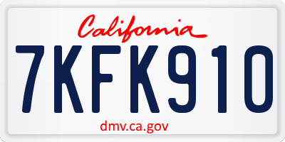 CA license plate 7KFK910