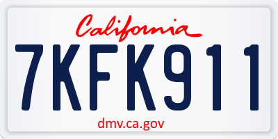 CA license plate 7KFK911