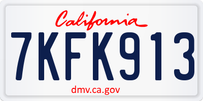 CA license plate 7KFK913