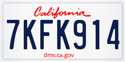 CA license plate 7KFK914