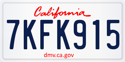 CA license plate 7KFK915