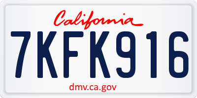 CA license plate 7KFK916