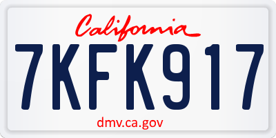 CA license plate 7KFK917