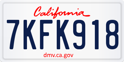 CA license plate 7KFK918