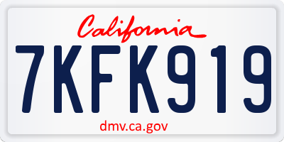 CA license plate 7KFK919