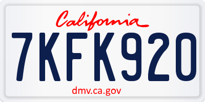 CA license plate 7KFK920