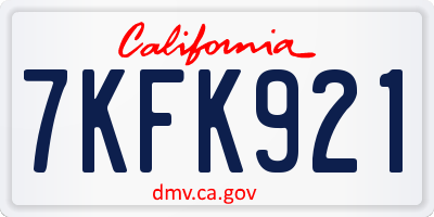 CA license plate 7KFK921