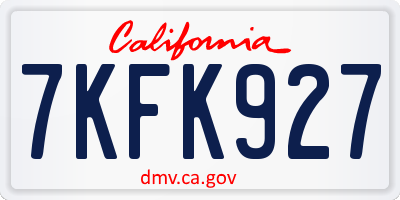 CA license plate 7KFK927