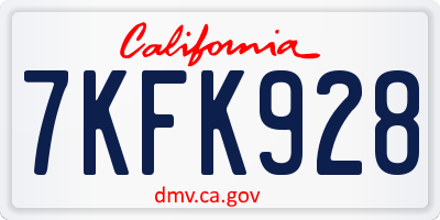 CA license plate 7KFK928