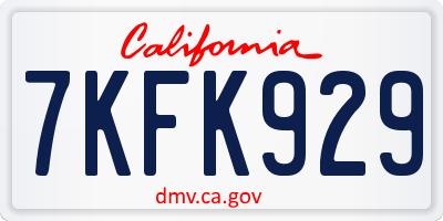 CA license plate 7KFK929