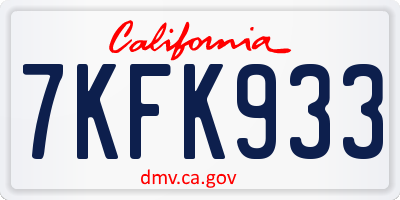 CA license plate 7KFK933
